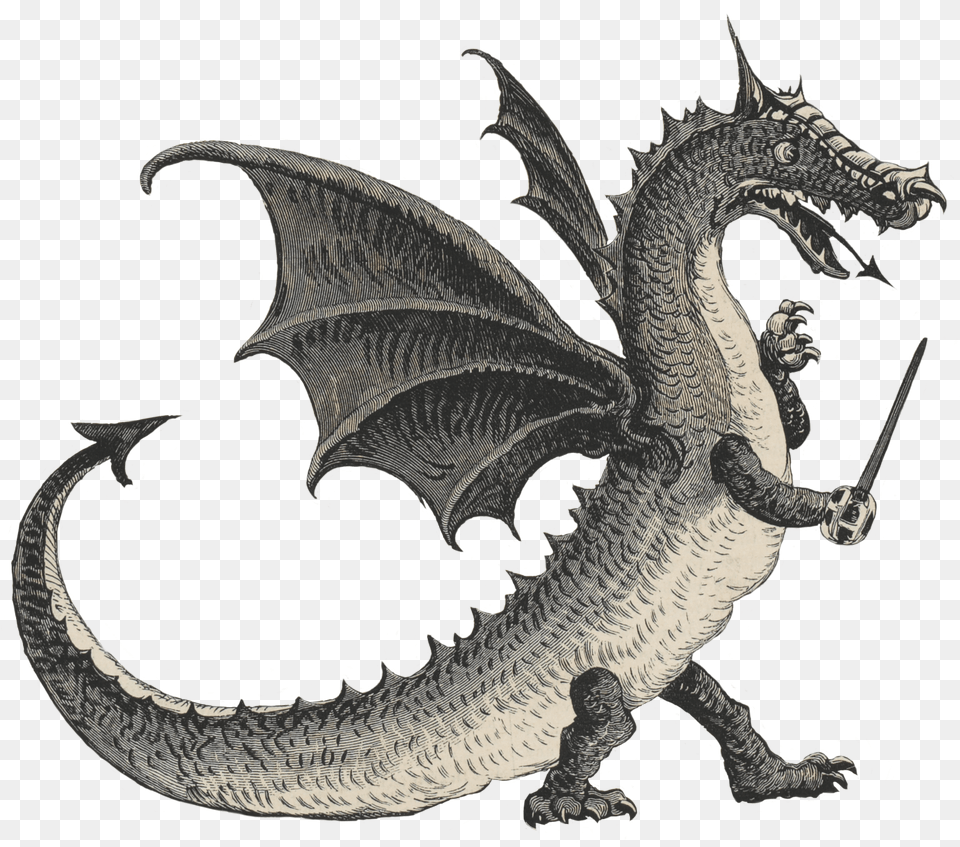 Cut Out Dragon, Sword, Weapon, Animal, Bird Free Png Download