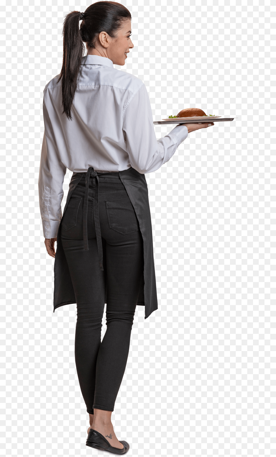 Cut Out Woman Waitress With Foow Professions And Services Waiter People, Long Sleeve, Pants, Blouse, Clothing Free Png Download