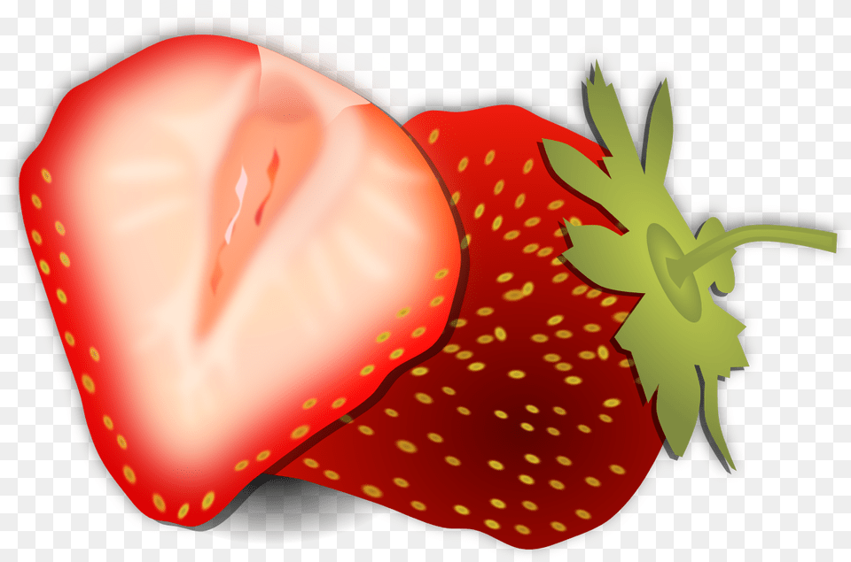 Cut Strawberry Clipart, Berry, Food, Fruit, Plant Png