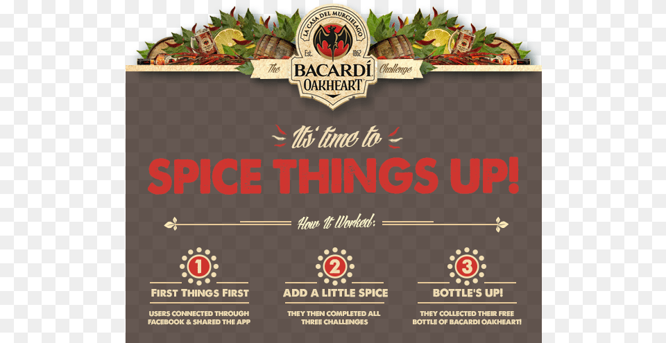 Cutajar Provided Us With Some Inspiration As They Served Bacardi Oakheart, Advertisement, Poster, Text Free Png