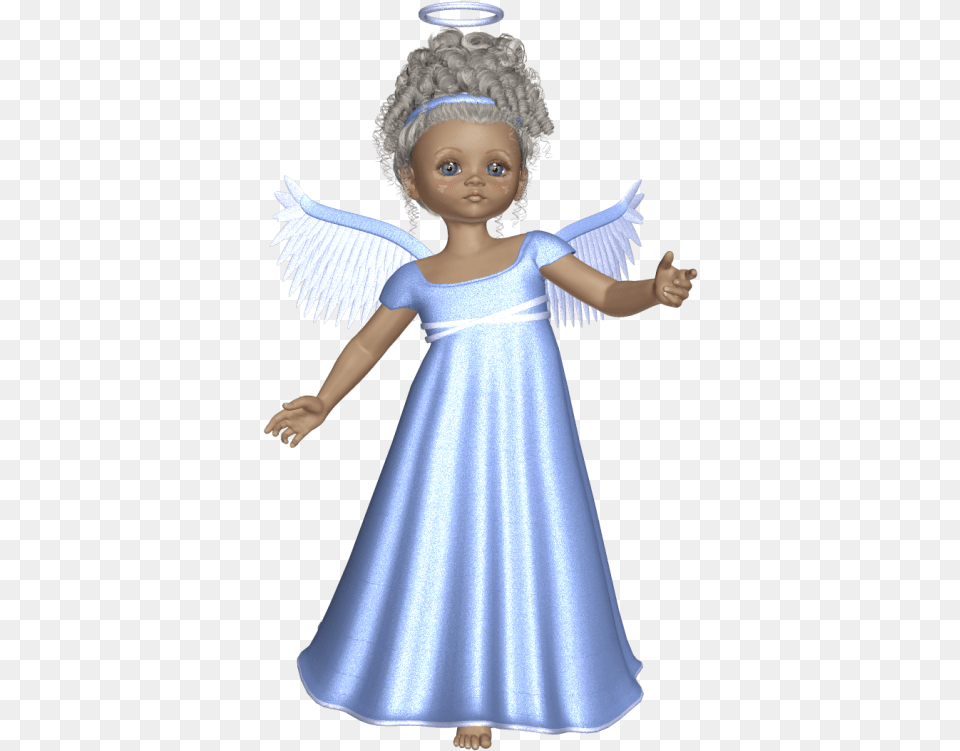 Cute 3d Angel With Sky Blue Dress Picture Dress, Doll, Toy, Child, Female Free Transparent Png