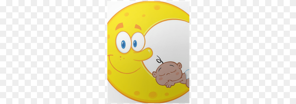 Cute African American Baby Boy Sleeps On The Smiling Moon Cartoons, Animal, Bear, Mammal, Wildlife Free Png Download