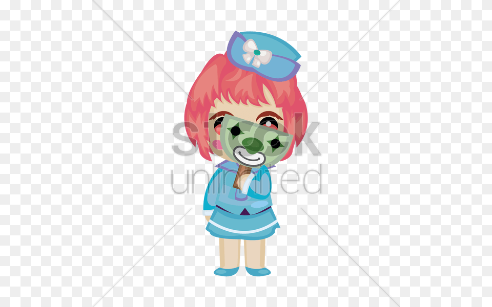 Cute Air Stewardess Hiding Behind A Clown Mask Vector Image, Photography, Book, Comics, Publication Free Png Download
