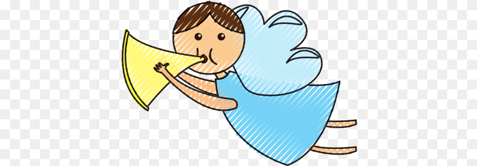 Cute Angel With Trumpet Manger Character Png Image