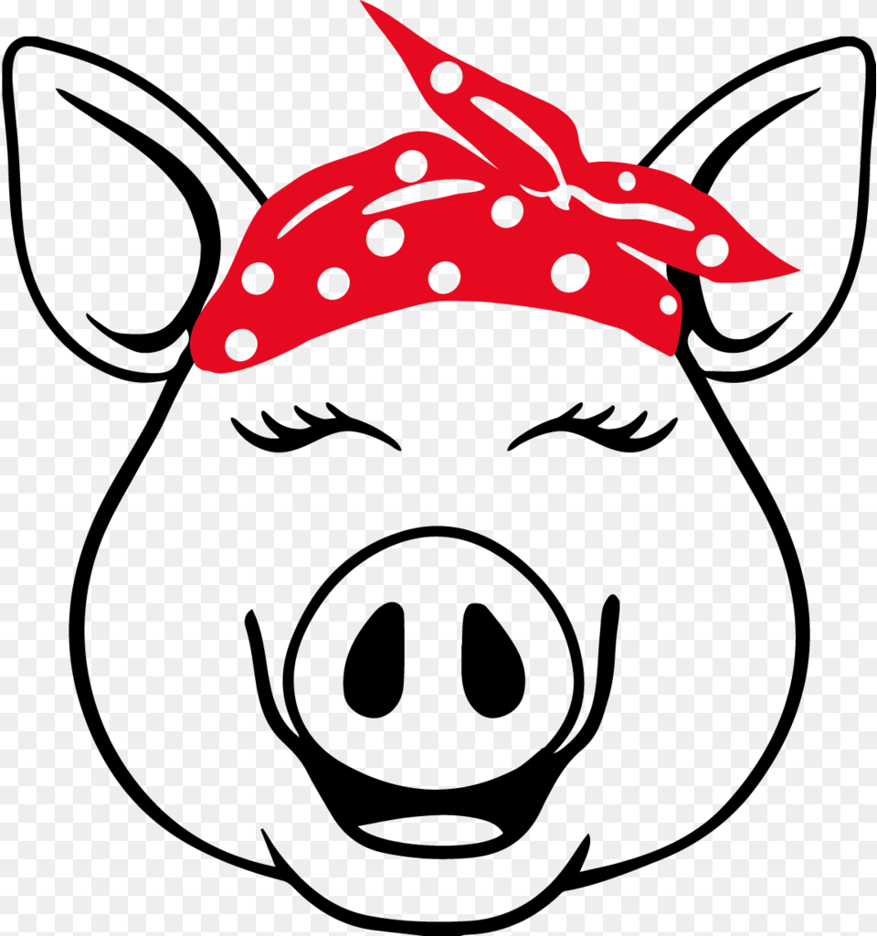 Cute Animal Face Vinyl Decals Pig With Bandana Svg, Accessories, Headband, Insect, Invertebrate Png