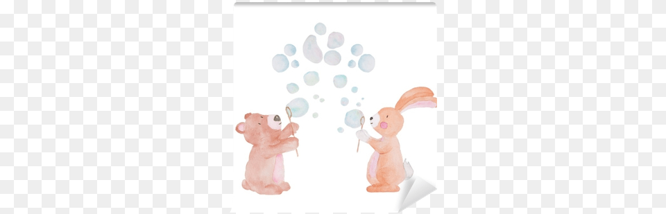 Cute Animal Watercolor Illustration Bubbles Water Kids Illustration Free Png Download
