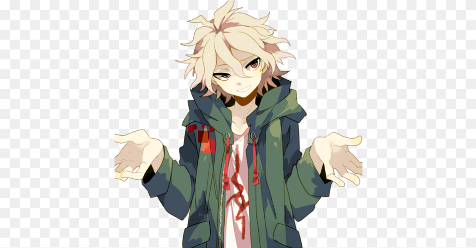 Cute Anime Boy Nagito Komaeda Art Transparent Nagito Komaeda Fanart, Person, Face, Head, Book Free Png Download