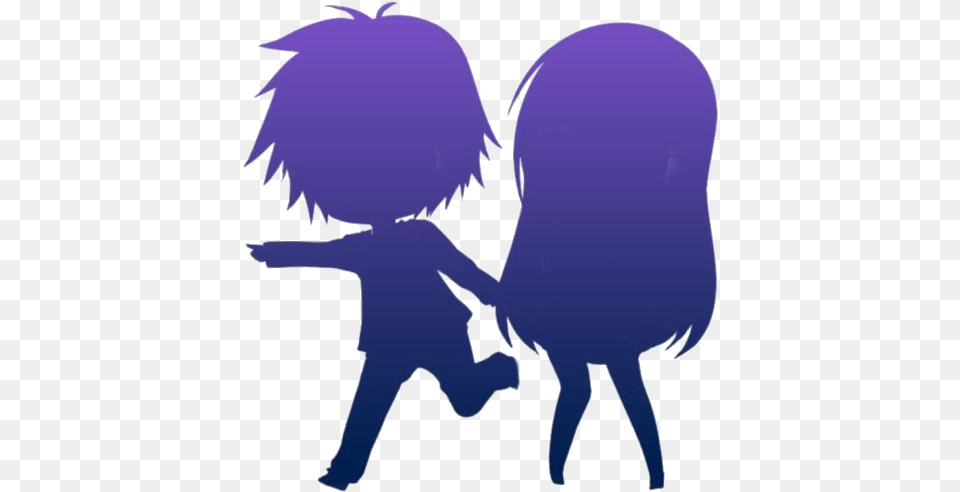 Cute Anime Chibi Couple With Transparent Background Anime Chibi Cute Boy And Girl, Silhouette, Animal, Fish, Sea Life Png