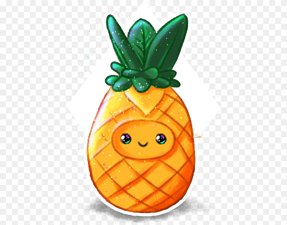 Cute Anime Cute Kawaii Pineapple, Food, Fruit, Plant, Produce Png