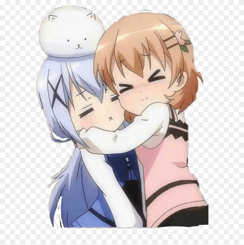 Cute Anime Friends Posted By John Simpson Anime Girl Hug, Adult, Publication, Person, Female Png