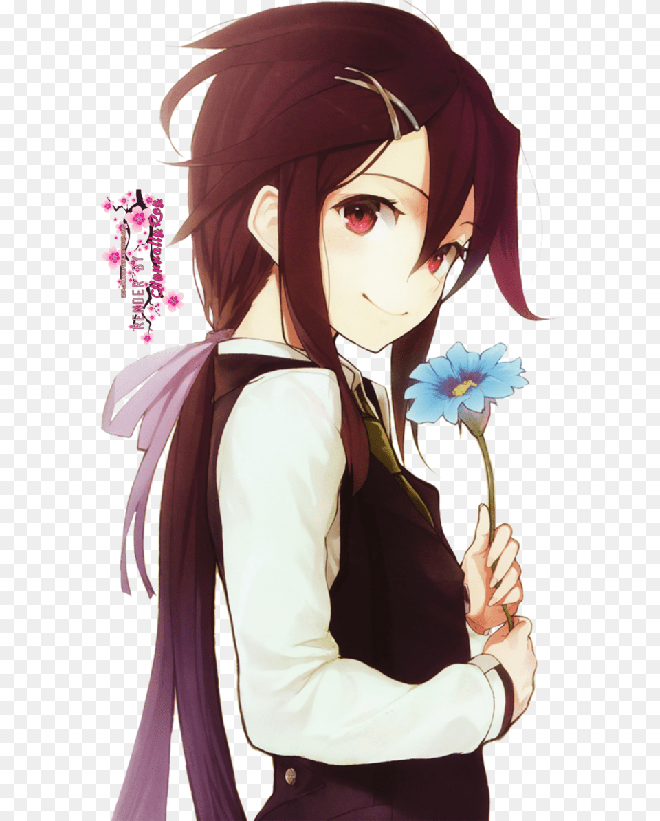 Cute Anime Girl Anime Girl Holding Flower, Adult, Publication, Person, Woman Free Transparent Png