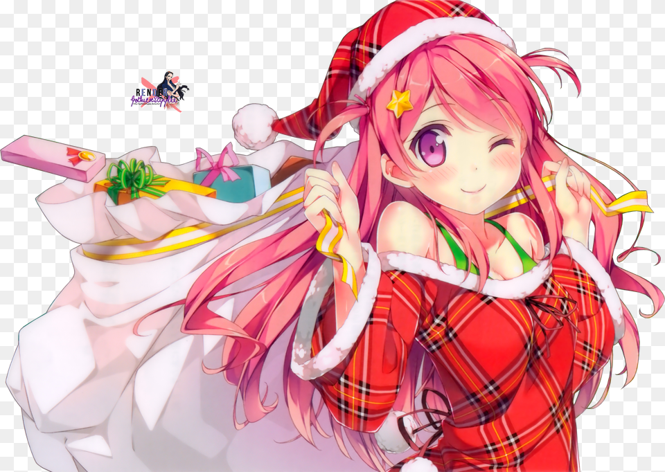 Cute Anime Girl Christmas Png Image