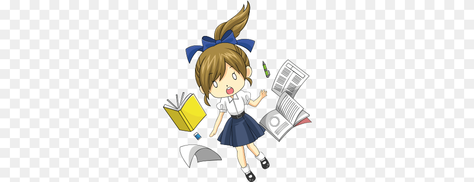 Cute Anime Girl Stickers By Edb Group Chibi Student, Book, Comics, Publication, Baby Free Png