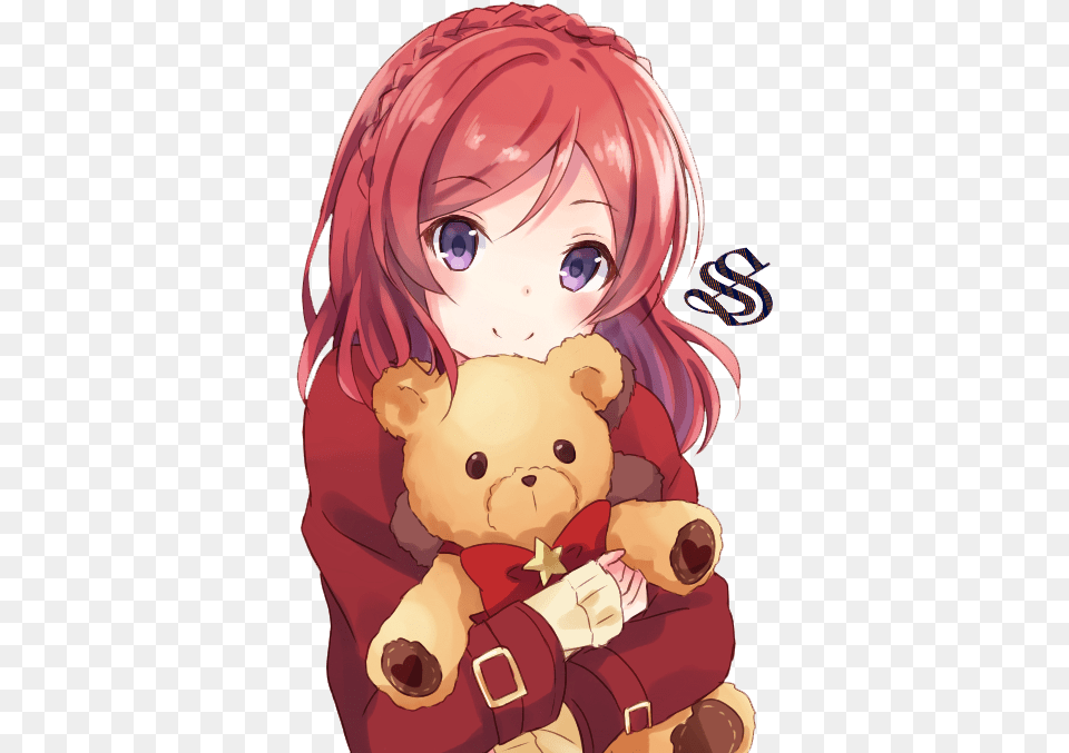 Cute Anime Girl With Red Hair, Book, Comics, Publication, Baby Png