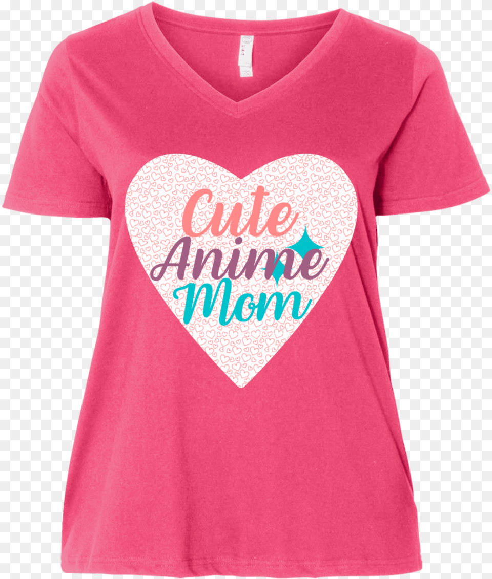 Cute Anime Mom Ladiesu0027 Curvy V Neck Tshirt Short Sleeve, Clothing, T-shirt, Shirt, Person Png