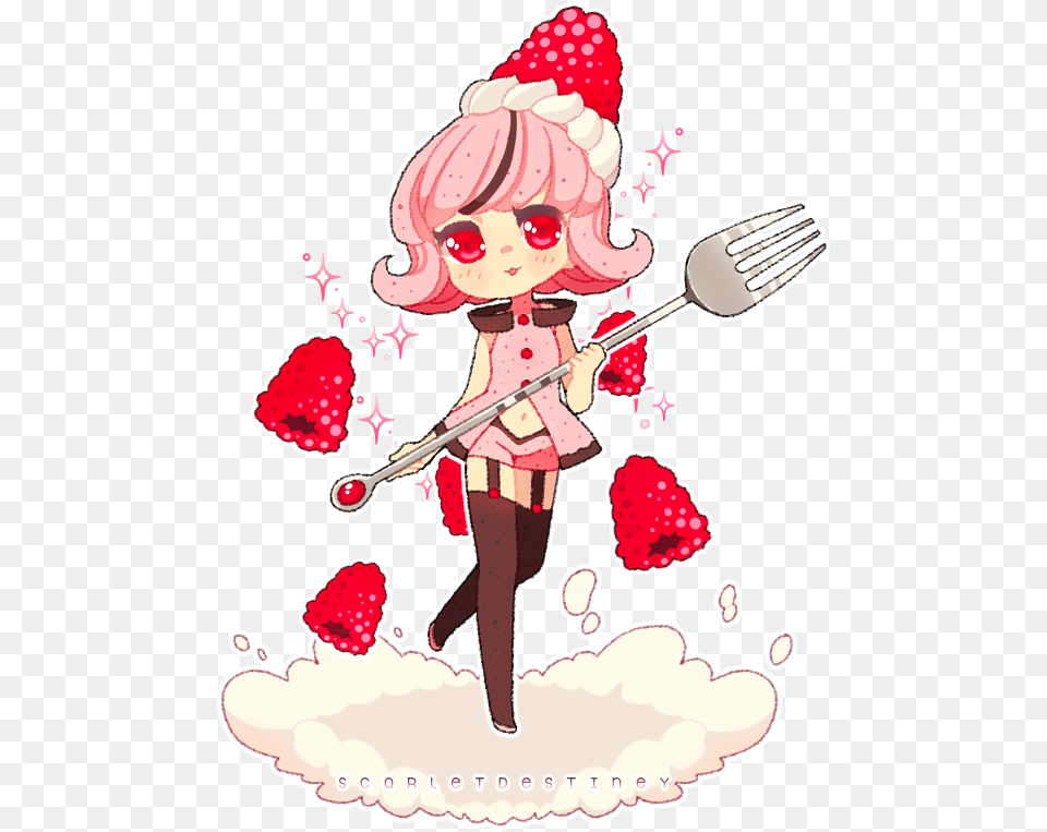 Cute Anime Raspberry, Cutlery, Fork, Produce, Plant Png