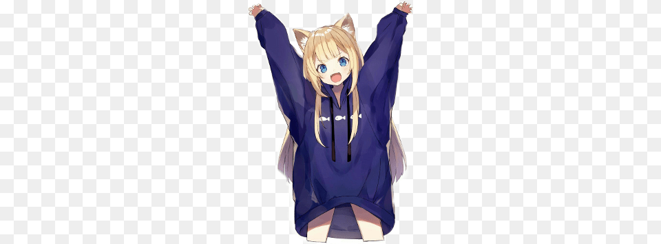 Cute Animegirl Anime Freetoedit Cute Anime Cat Girl, Clothing, Coat, Book, Comics Free Png