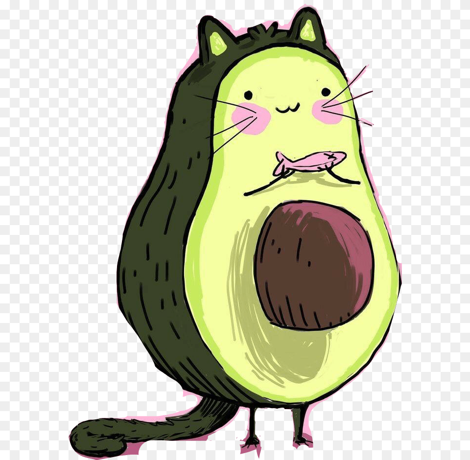 Cute Avocado Cats Sticker Art Tumblr Freetoedit Avocat Fun, Food, Fruit, Plant, Produce Free Transparent Png
