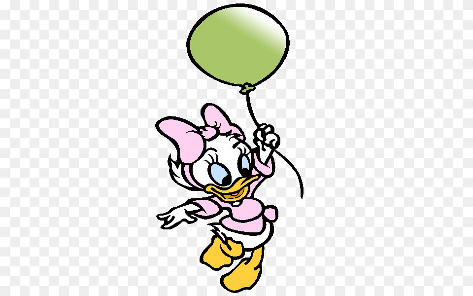 Cute Baby Daisy Duck With Pacifier Clipart, Balloon, Person, Cartoon Png Image