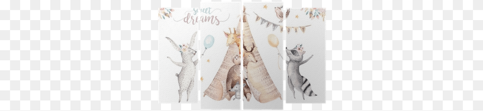 Cute Baby Giraffe Deer Animal Nursery Mouse And Bear Aircraft Wall Art Canvas, Collage, Invertebrate, Sea Life, Seashell Free Png Download