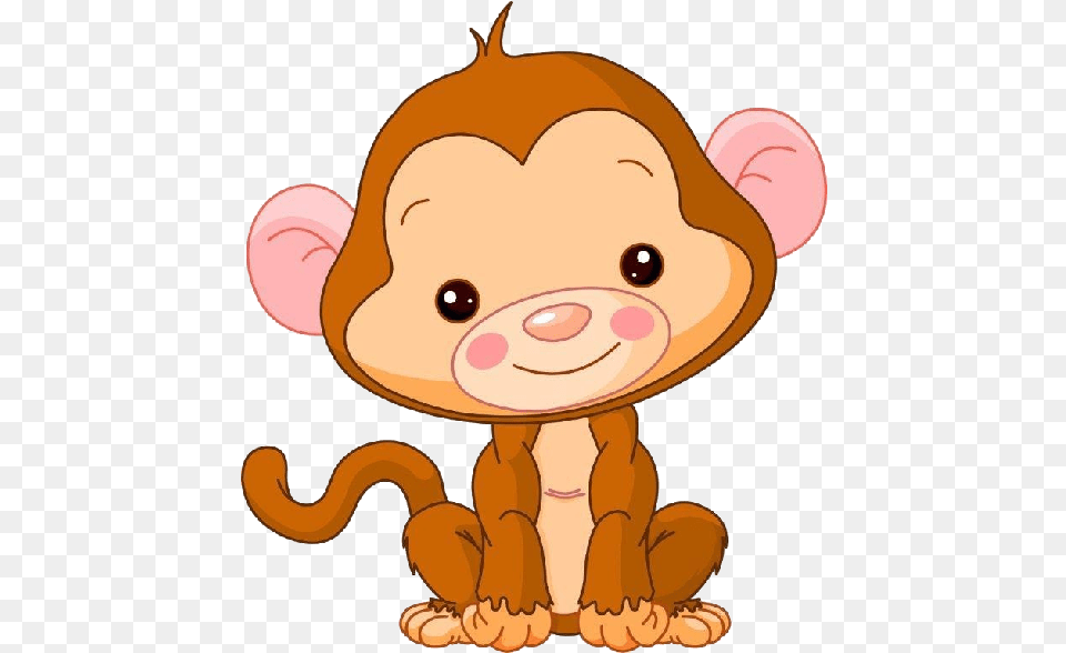 Cute Baby Monkey Clipart, Cartoon, Animal, Bear, Mammal Png Image