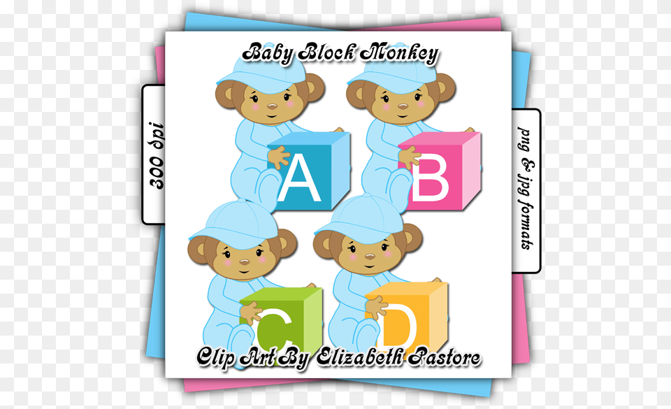 Cute Baby Monkey In Blue Clip Art Collection Clip Art, Person, Face, Head, Book Free Png