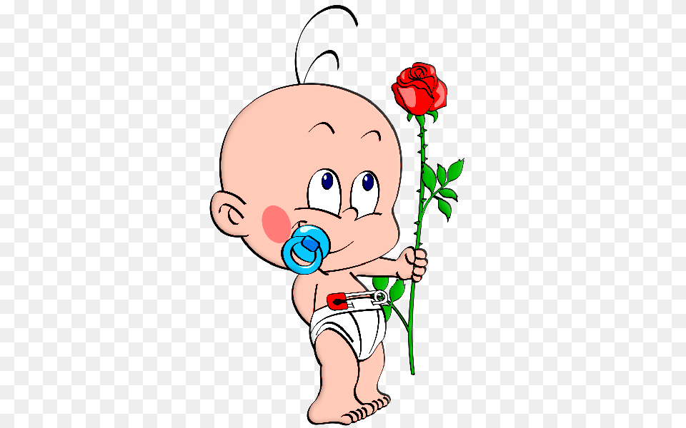 Cute Baby With Flowers Cartoon Clip Art Images Are, Person, Flower, Plant, Rose Free Png Download