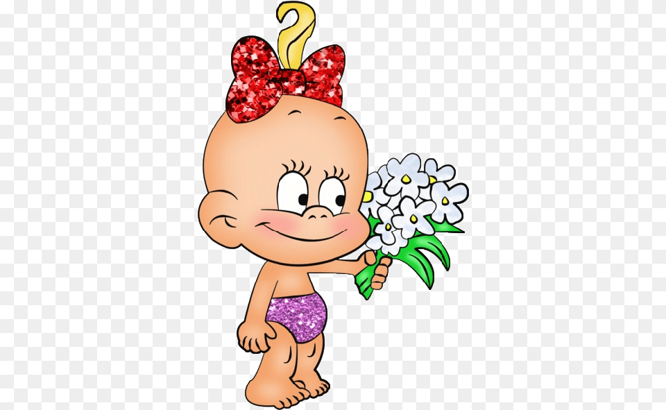 Cute Baby With Flowers Cartoon Clip Art Images Are Dibujos Divertidos De Bebes, Person, Flower, Plant Free Transparent Png