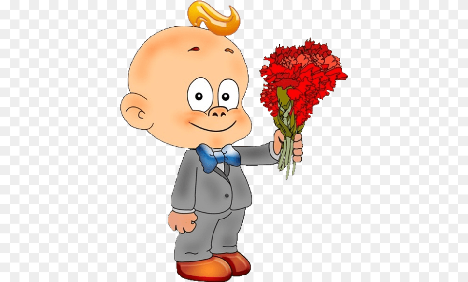 Cute Baby With Flowers Funny Baby Cartoons Barco, Plant, Flower, Flower Arrangement, Flower Bouquet Free Transparent Png
