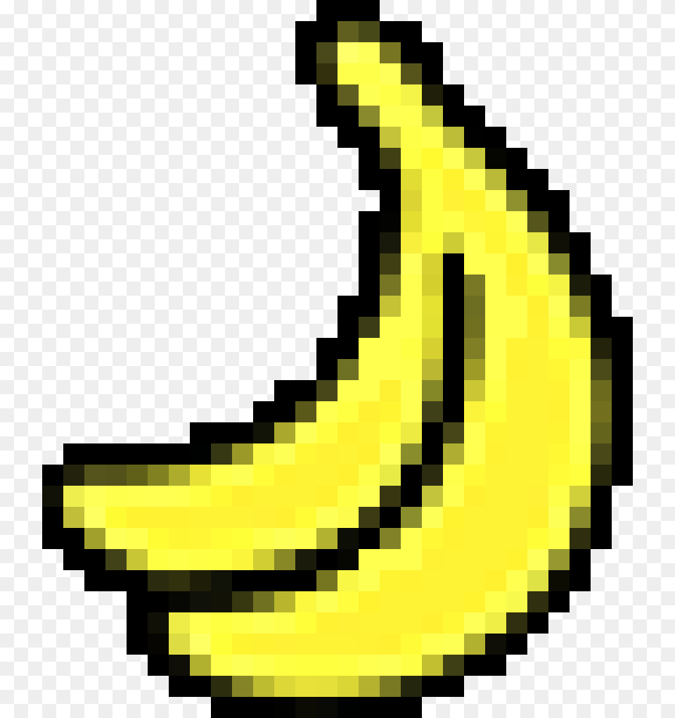 Cute Banana Platano Kawaii Pixel Pixels Binding Of Isaac Pixel Art, Food, Fruit, Plant, Produce Png Image