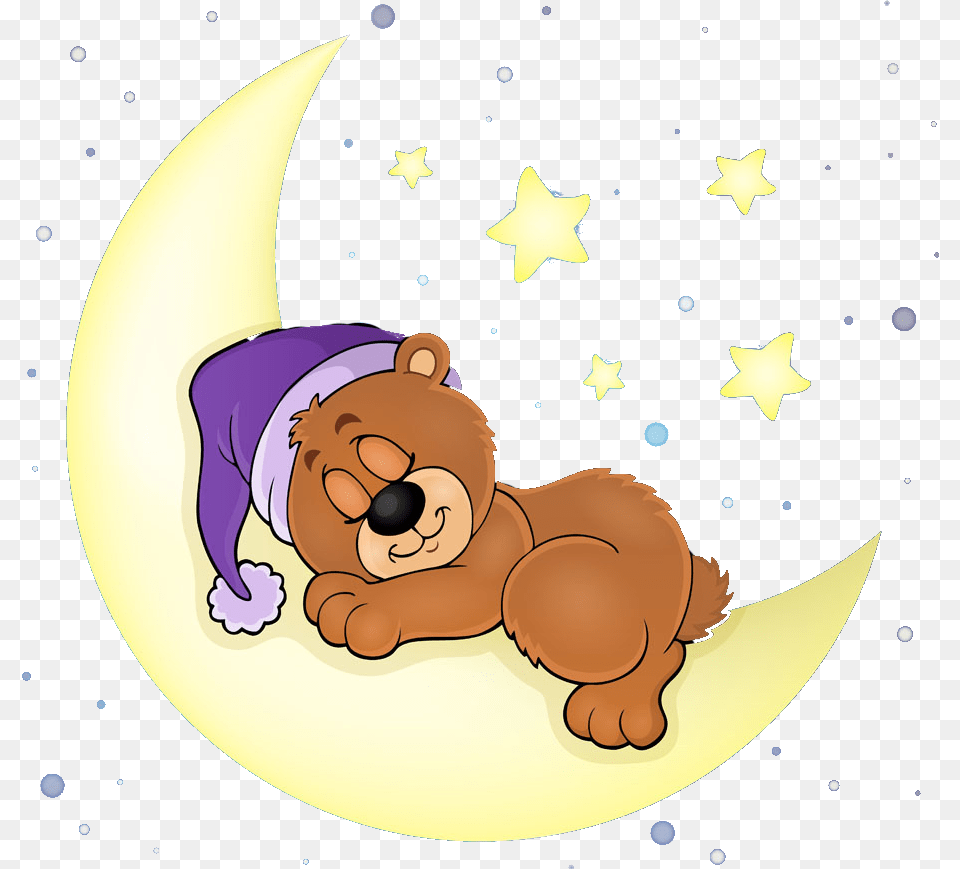Cute Bear Sleeping Sleep Moon Star Stars Blue Sleeping Bear Clipart, Nature, Night, Outdoors, Animal Free Png Download