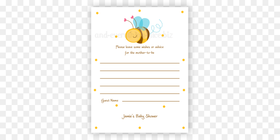 Cute Bee Advice Or Wishes Card Valentine, Page, Text Png