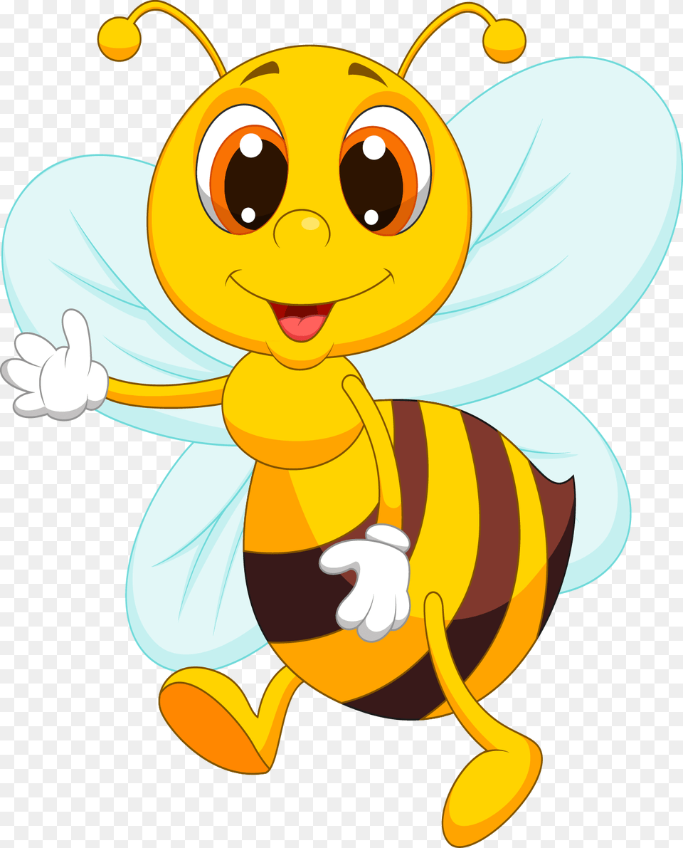 Cute Bee Cartoon, Animal, Honey Bee, Insect, Invertebrate Free Png Download