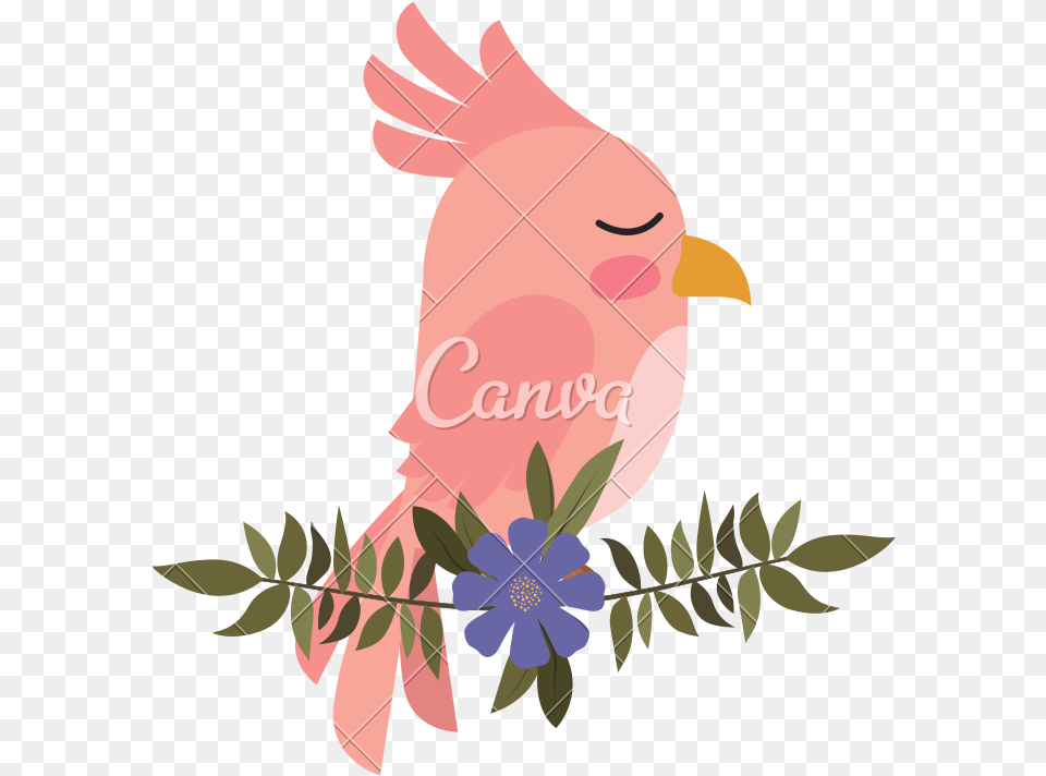 Cute Bird With Leafs And Flowers Crown Floral, Baby, Person, Animal, Jay Png