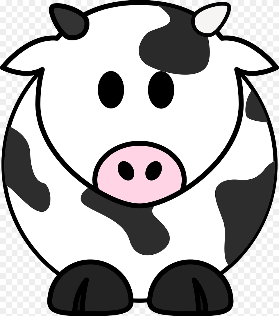 Cute Black And White Cow Clipart, Animal, Cattle, Dairy Cow, Livestock Png Image
