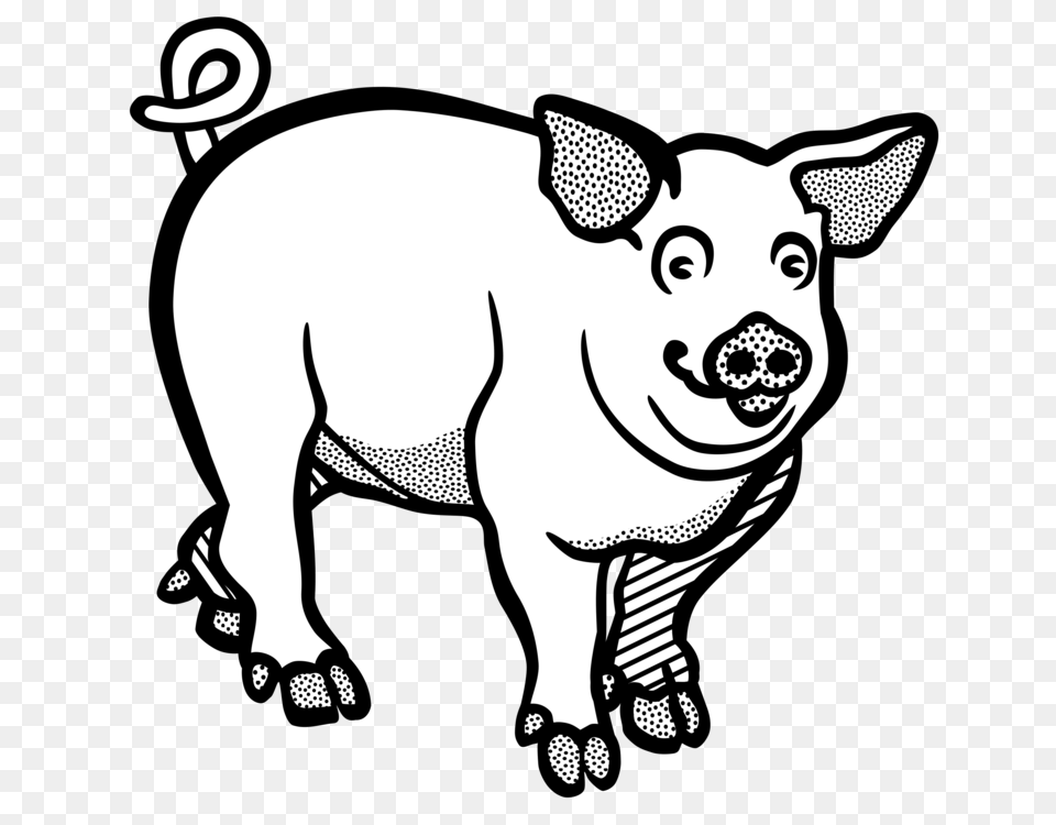 Cute Black And White Pig Clip Art Black Template, Animal, Hog, Mammal, Canine Png