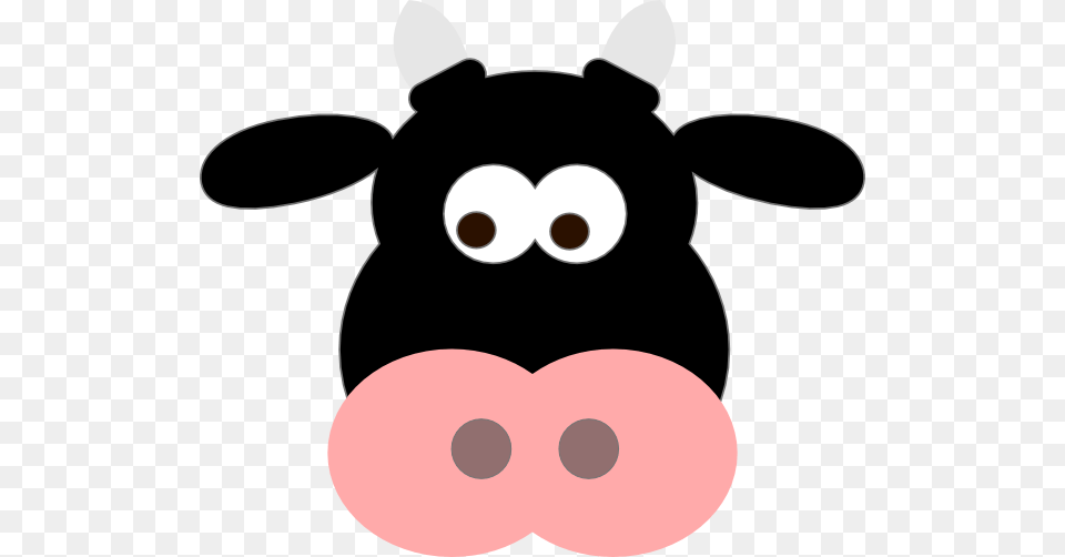 Cute Black Cow Cartoon, Snout, Animal, Cattle, Livestock Png Image