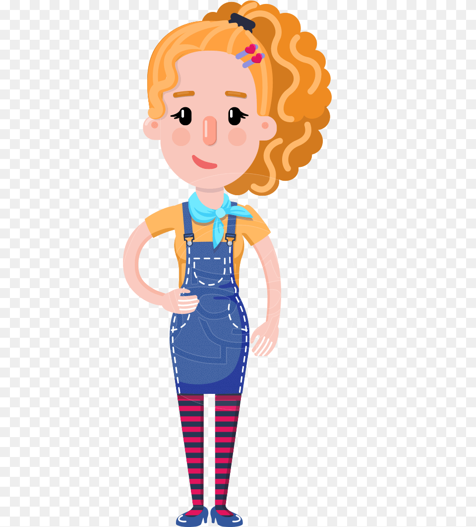 Cute Blonde Girl In Flat Style Cartoon Character Blonde Woman Cartoon Character, Baby, Person, Clothing, Pants Free Png Download