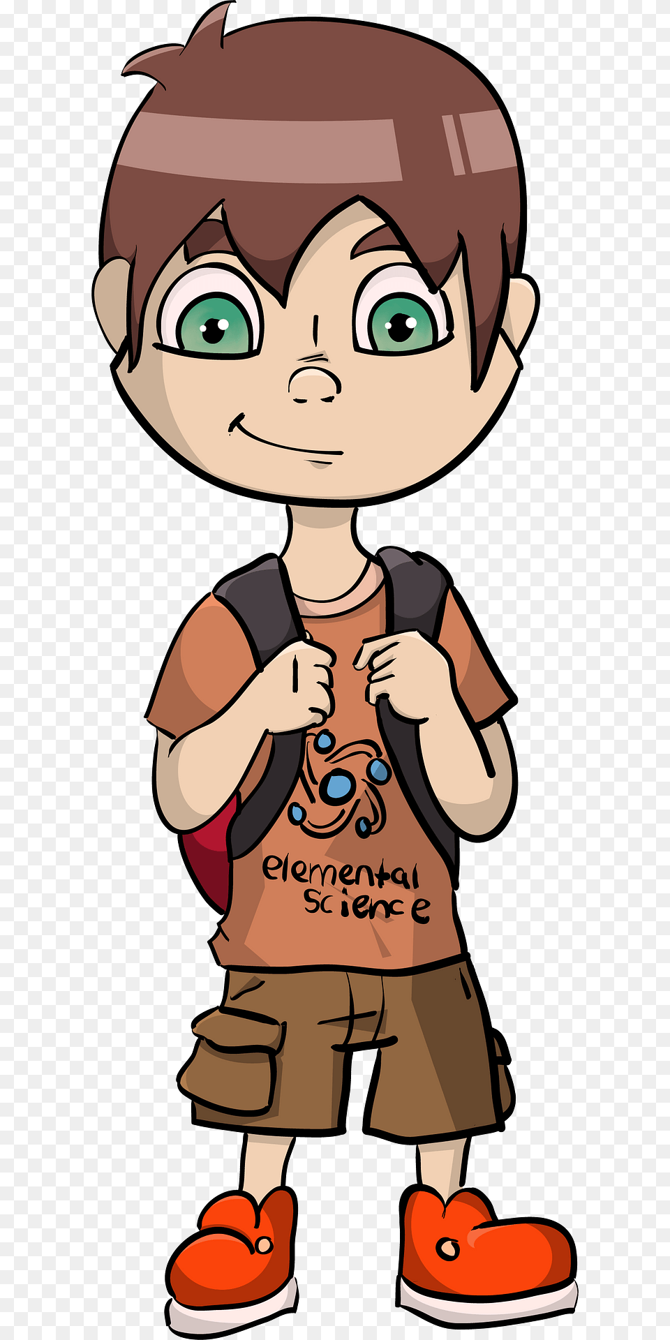 Cute Boy With Backpack Clipart, Book, Comics, Publication, Baby Png
