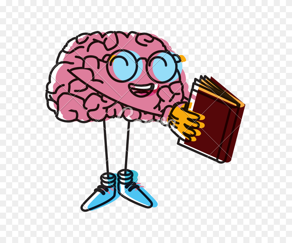 Cute Brain Reading Cartoon, Face, Head, Person, Book Free Transparent Png