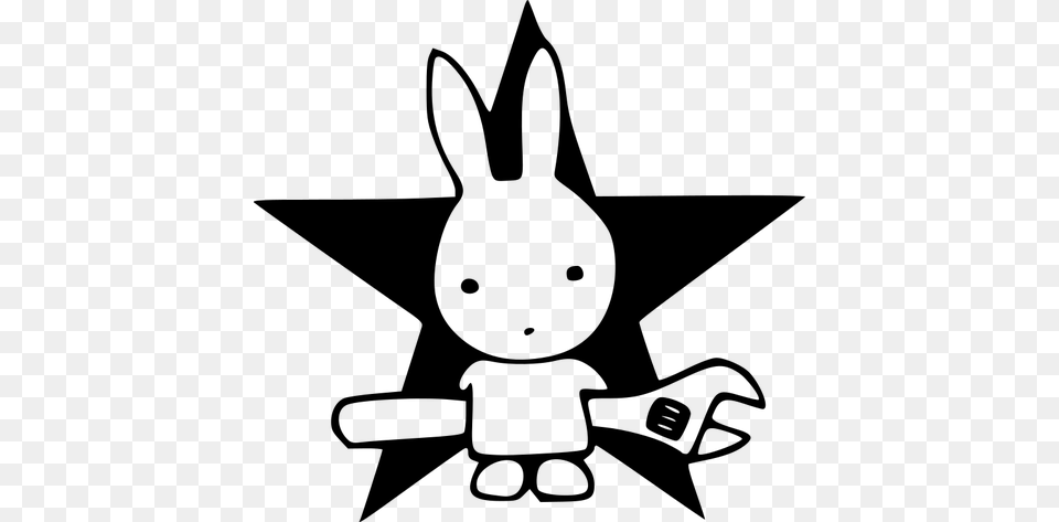 Cute Bunny Rabbit Clipart, Gray Free Png