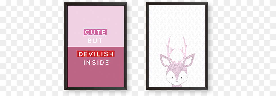 Cute But Devilish Inside Set Of 2 Frames Deer, Animal, Mammal, Wildlife, Antler Free Png Download