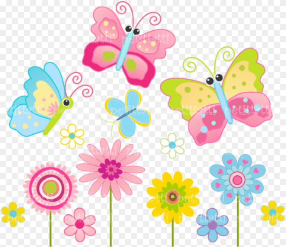 Cute Butterfly And Flower Clipart Butterflies And Flowers Clipart, Art, Floral Design, Graphics, Pattern Free Png