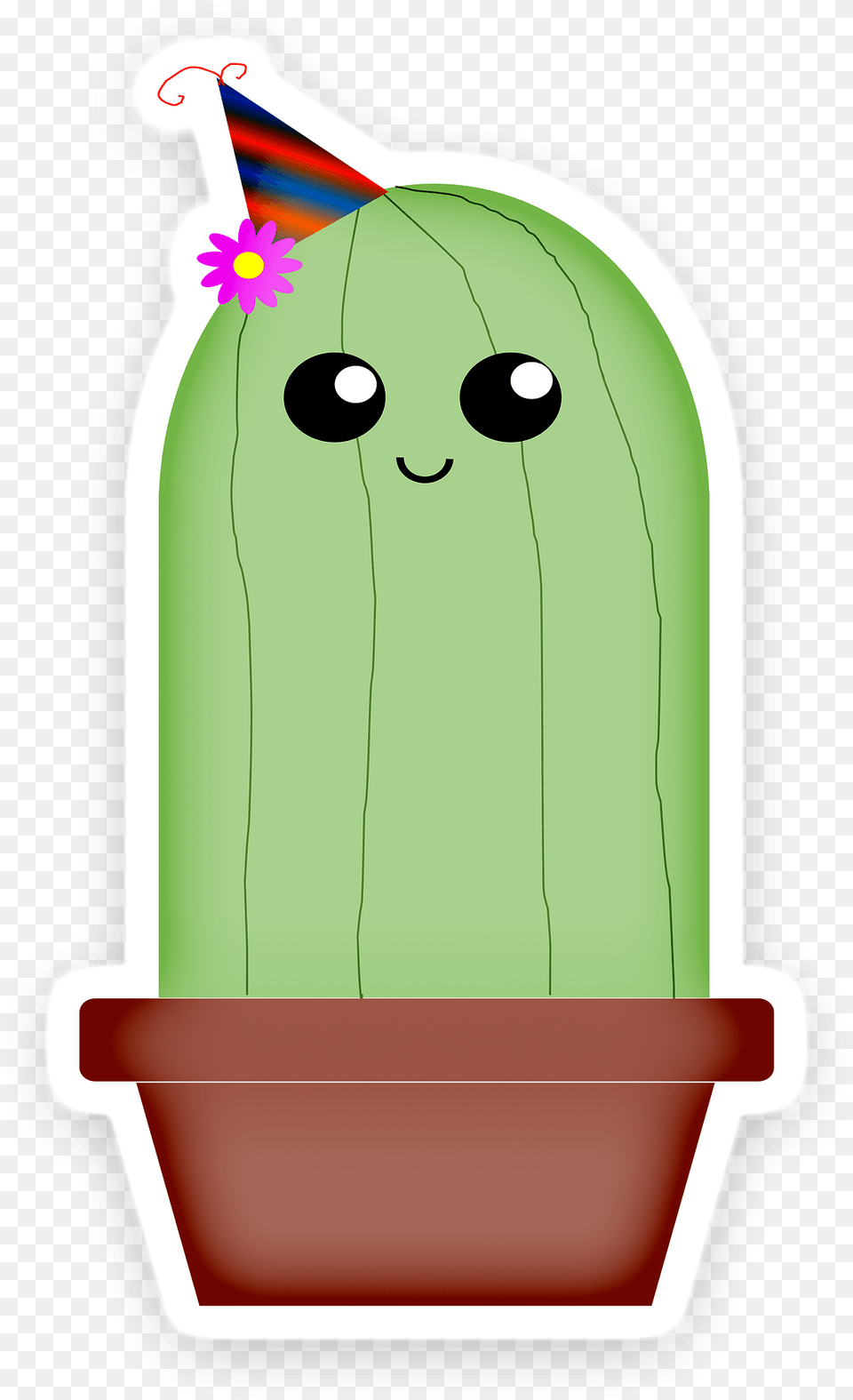 Cute Cactus In Birthday Hat Clipart De Cactus Animados Kawaii, Food, Cucumber, Plant, Produce Png