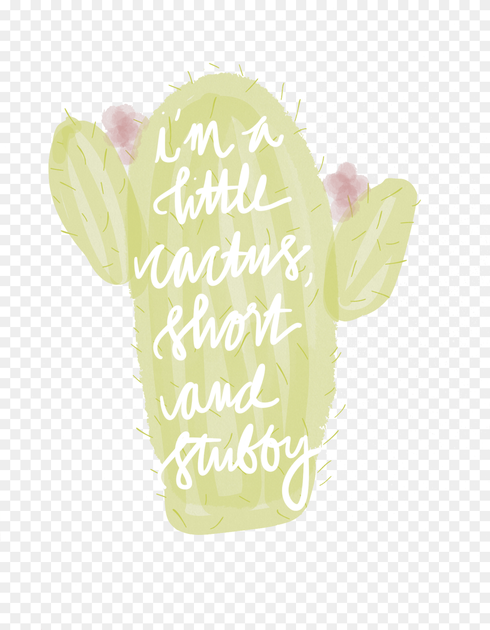 Cute Cactus Watercolor Calligraphy Print Cartoon, Text Png