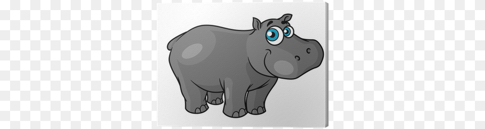 Cute Cartoon Baby Hippo With Blue Eyes Canvas Print Hippo Clipart, Animal, Wildlife, Mammal, Kangaroo Png Image