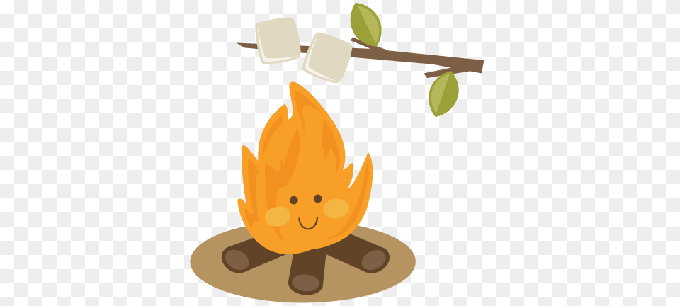 Cute Cartoon Bonfire Roasting Marshmallow, Food, Meal, Face, Head Png