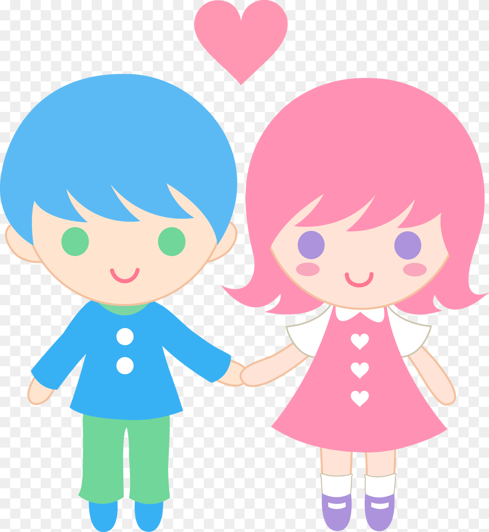 Cute Cartoon Couple, Baby, Person, Book, Comics Free Png