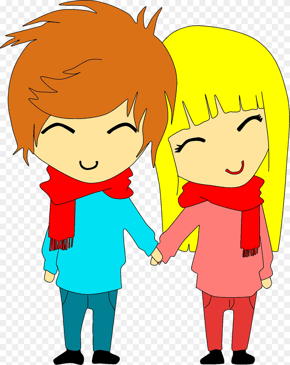 Cute Cartoon Couple Clipart, Baby, Book, Comics, Person Free Png