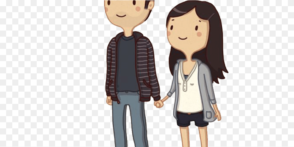 Cute Cartoon Couples In Love, Long Sleeve, Sleeve, Clothing, Pants Png Image